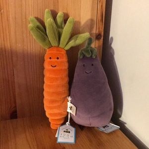 Jellycat vivacious carrot and eggplant BNWT